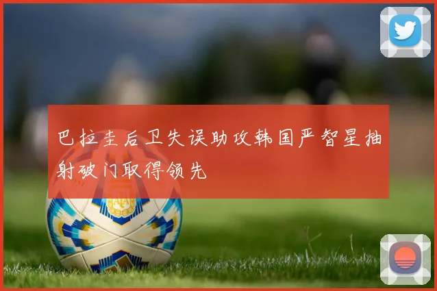 巴拉圭后卫失误助攻韩国严智星抽射破门取得领先